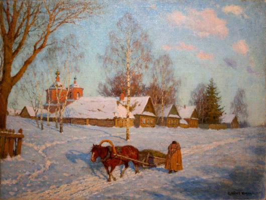 Леднев-Щукин Сергей Евграфович. Март в деревне. Леднев-Щукин Сергей Евграфович. Март в деревне.