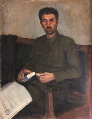 Лекомцев Константин Михайлович. Портрет мужчины с пачкой папирос