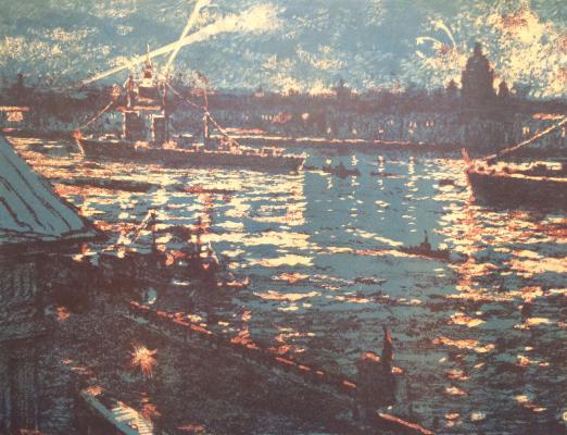 Ванеев Петр Иванович. Фейерверки на Неве. Ванеев Петр Иванович. Фейерверки на Неве.