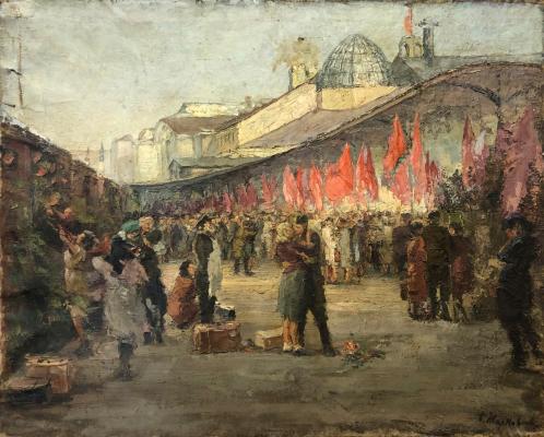 Жарков Борис Степанович. Встреча воинов на Белорусском вокзале. Первый поезд. Жарков Борис Степанович. Встреча воинов на Белорусском вокзале. Первый поезд.