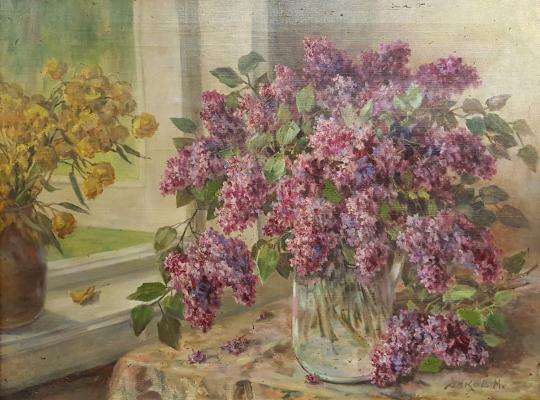 Янков Михаил Дмитриевич. Натюрморт с сиренью у окна