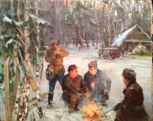 Руднев Василий Филиппович. Зимняя охота в лесу Руднев Василий Филиппович. Зимняя охота в лесу
