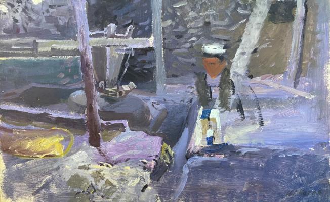 Котов Николай Георгиевич. Этюд внутри мельницы в кишлаке Ассор. Верхний Пяндж