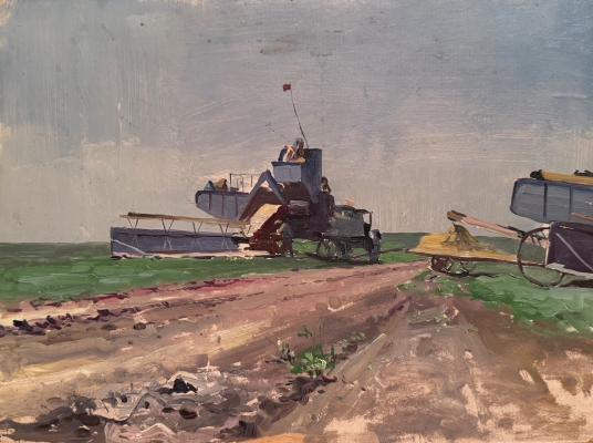 Котов Николай Георгиевич. Уборка урожая. Комбайн
