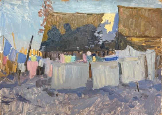 Титов Анатолий Михайлович. Сушится бельё