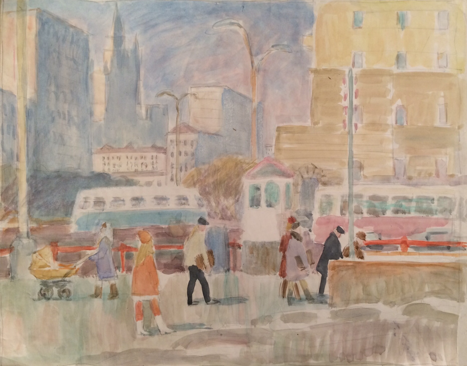 Коровина Антонина Павловна. Москва. У пешеходного перехода. Коровина Антонина Павловна. Москва. У пешеходного перехода.