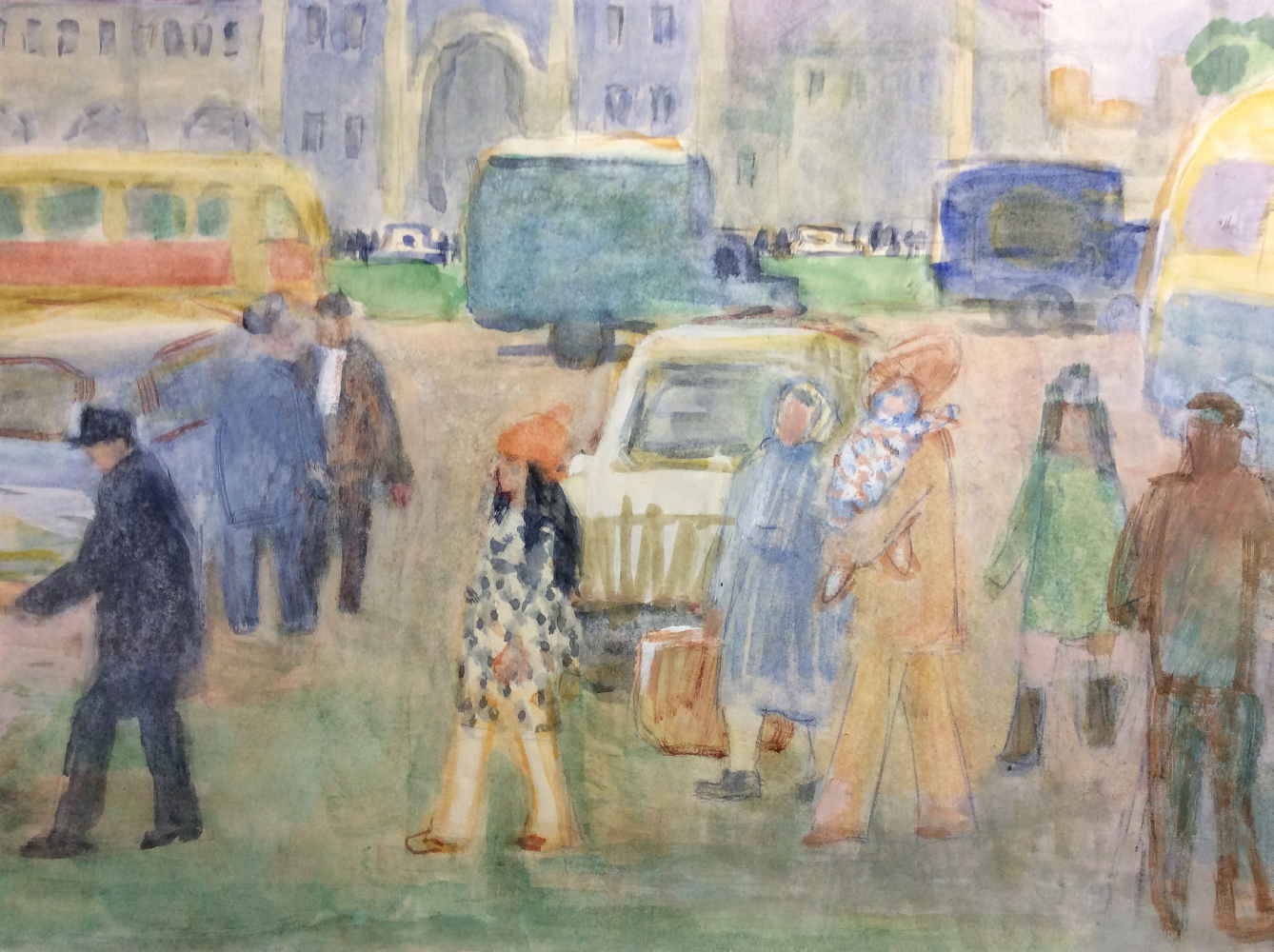 Коровина Антонина Павловна. Площадь перед зданием Казанского вокзала в Москве Коровина Антонина Павловна. Площадь перед зданием Казанского вокзала в Москве