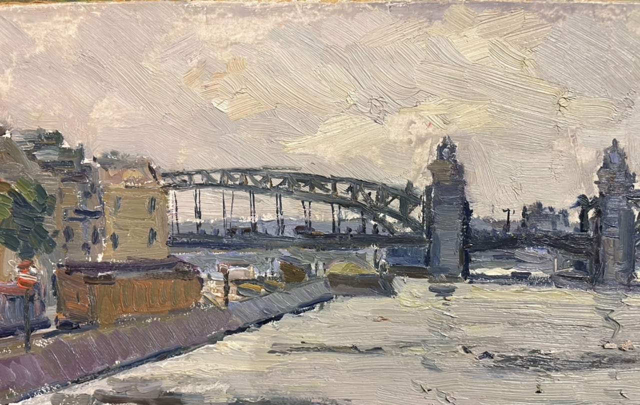 Кац Илья Львович. Охтинский мост. Ленинград. Кац Илья Львович. Охтинский мост. Ленинград.