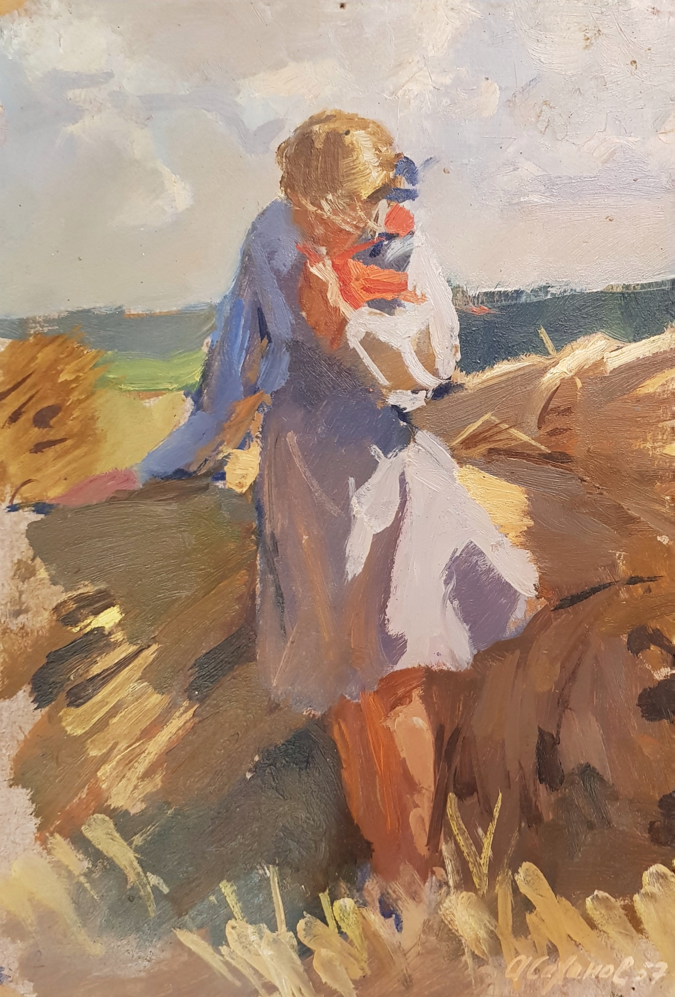 Саханов Александр Иванович. Девушка с красной косынкой Саханов Александр Иванович. Девушка с красной косынкой