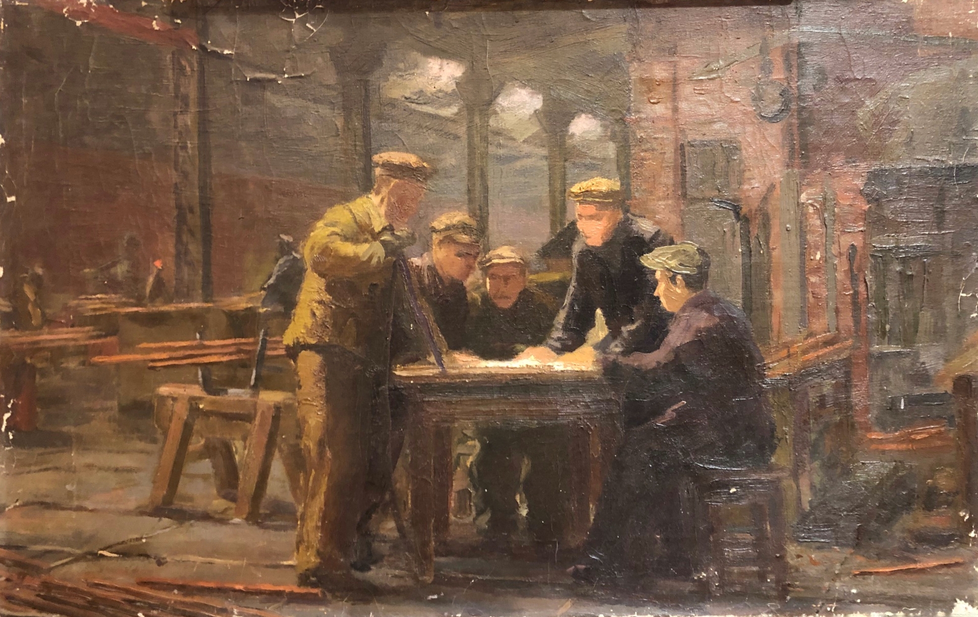 Прошкин Виктор Николаевич. Бригада Лякина подписывает соцсоревнование (Завод Прошкин Виктор Николаевич. Бригада Лякина подписывает соцсоревнование (Завод