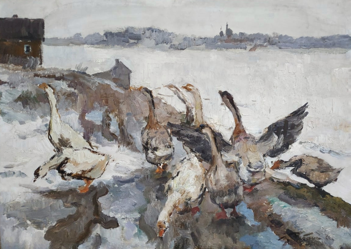 Ребане Эрих Иоганесович. Гуси. Апрель Ребане Эрих Иоганесович. Гуси. Апрель