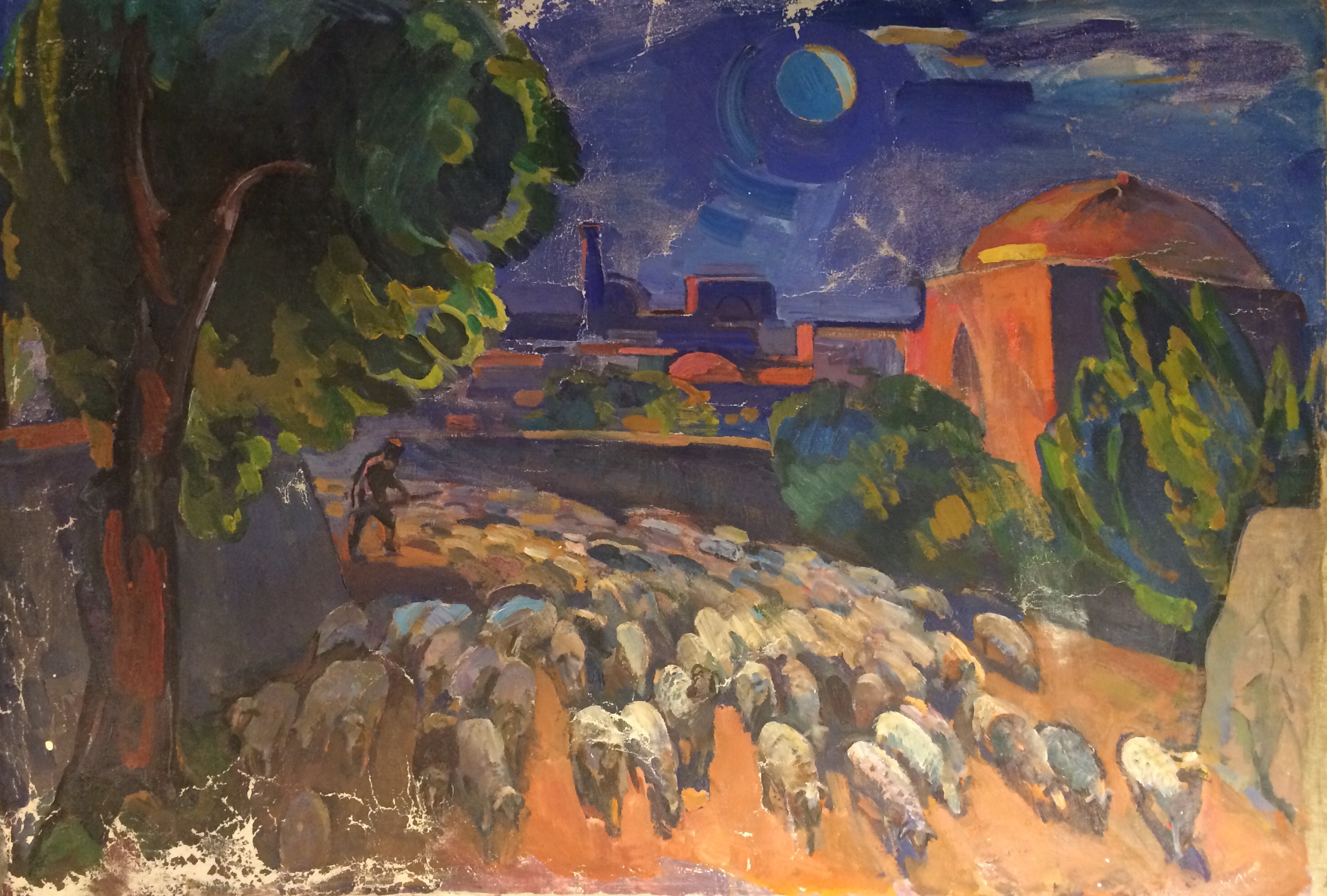 Васин Виктор Федорович. Средняя Азия. Пейзаж со стадом овец. Васин Виктор Федорович. Средняя Азия. Пейзаж со стадом овец.