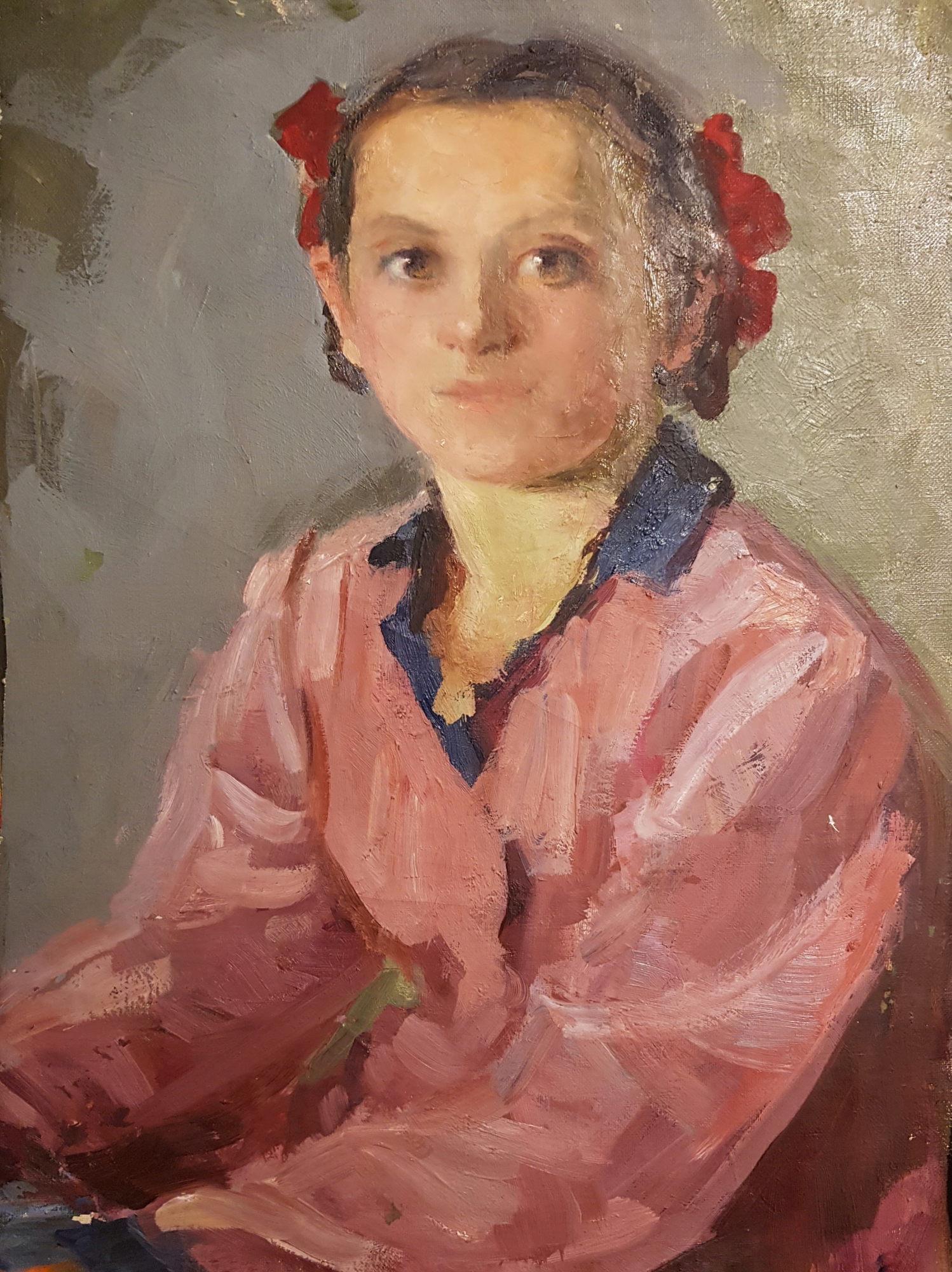 Яновская Ольга Дмитриевна. Портрет девочки в розовой рубашке Яновская Ольга Дмитриевна. Портрет девочки в розовой рубашке