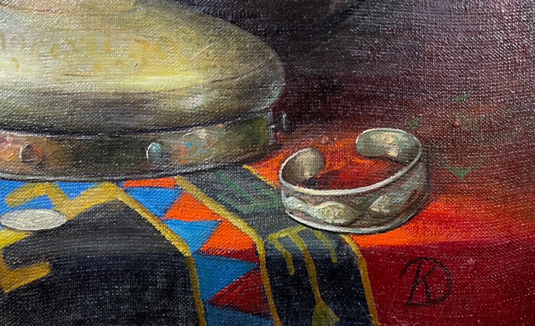 Подпись. Кулуев Арсланхали(Данила) Борисович. Натюрморт с барабаном Подпись. Кулуев Арсланхали(Данила) Борисович. Натюрморт с барабаном