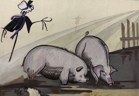 Обручева Нина Николаевна. Эскиз декорации к спектаклю "Мертвые души"