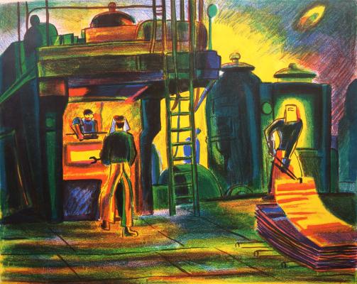 Дувидов Виктор Аронович. В прокатном цехе металлургического завода.