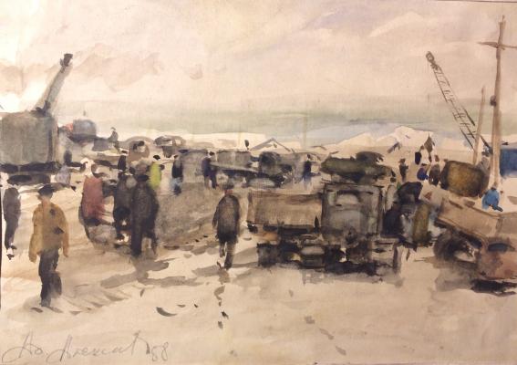 Алексеев Адольф Евгеньевич. Стройка. Грузовики.