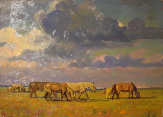 Шлепнёв Василий Степанович. Лошади на пастбище
