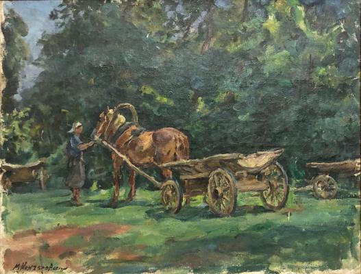 Кончаловский Михаил Петрович. Лошадь, запряженная в телегу