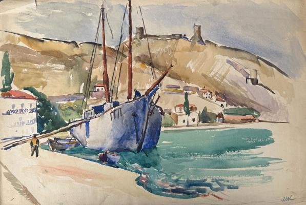 Кончаловский Михаил Петрович. Пейзаж с баркасом. 60