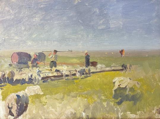 Котов Николай Георгиевич. Пастухи и стадо овец