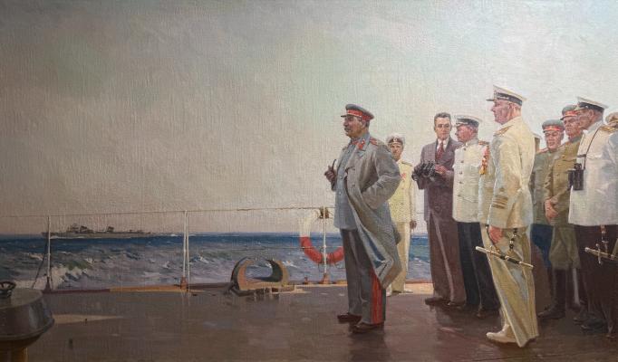 Неизвестный художник "Иосиф Виссарионович Сталин на крейсере «В.М. Молотов»" Неизвестный художник "Иосиф Виссарионович Сталин на крейсере «В.М. Молотов»"