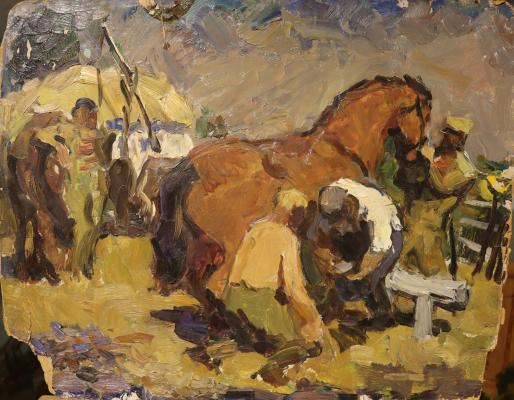 Солоницын Аркадий Павлович. Подковывают лошадь