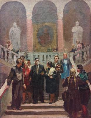 Коржевский Борис Георгиевич. Академик Н.Д.Зелинский с учениками в Московском университете