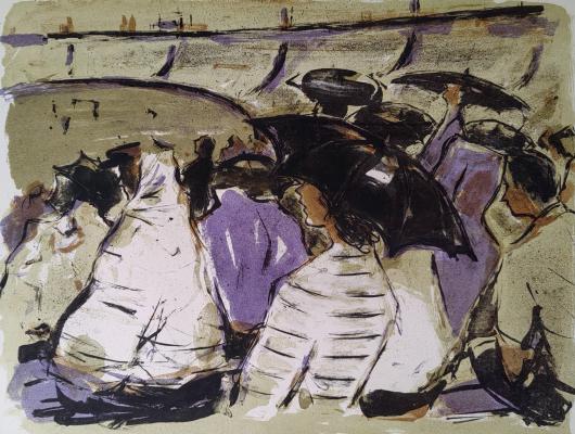 Матюх Вера Фёдоровна. На стадионе в дождь