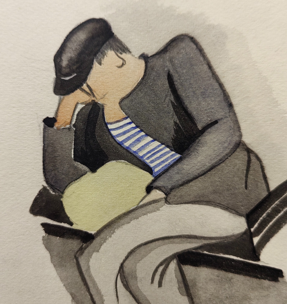 Обручева Нина Николаевна. Мужик в тельняшке и кепке