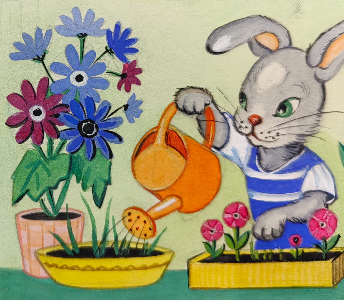Обручева Нина Николаевна. Заяц с лейкой. 2