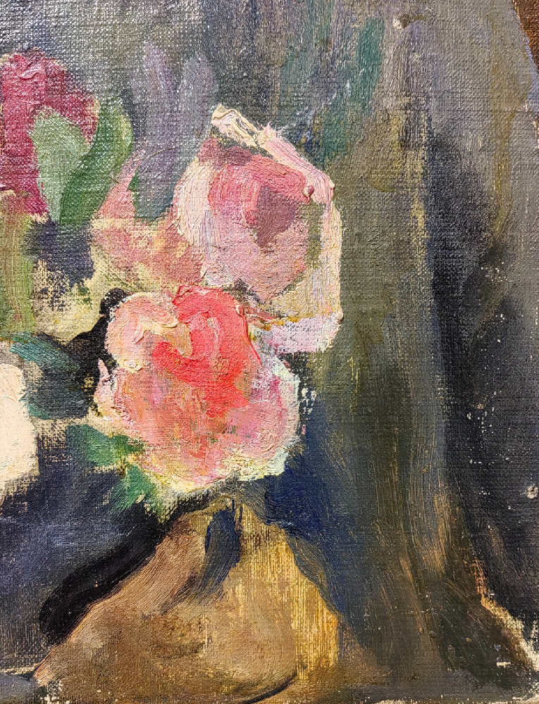 Лекомцев Константин Михайлович. Портрет мужчины с цветами