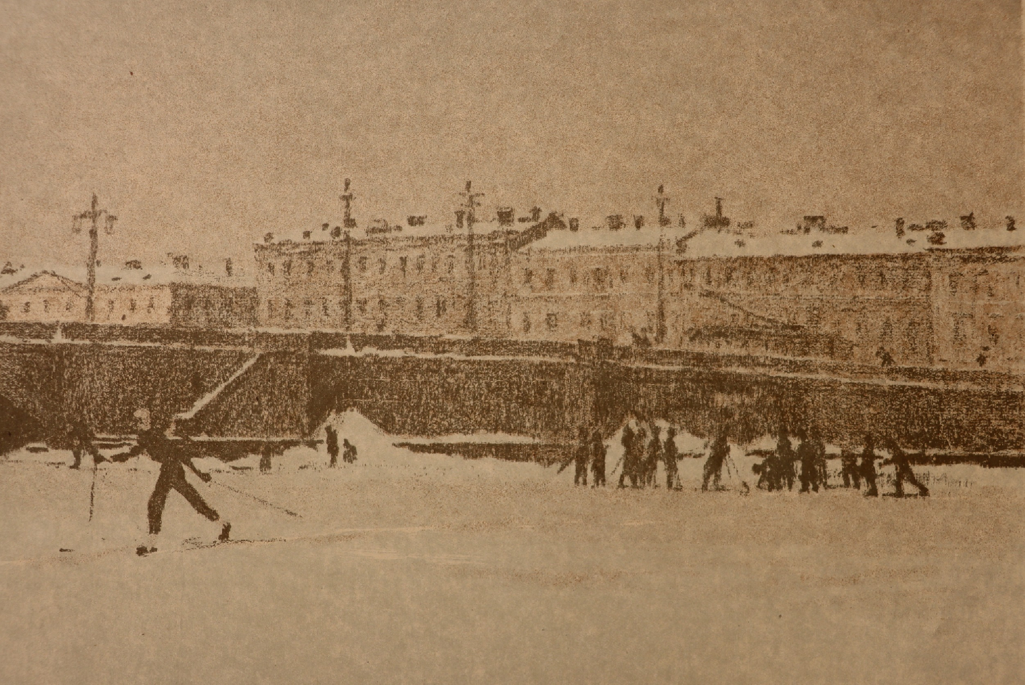 Ванеев Петр Иванович. Ленинград. На лыжах по Неве.