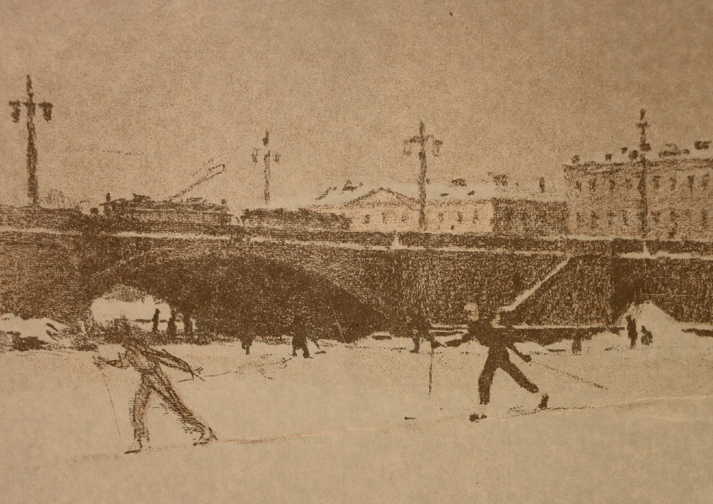 Ванеев Петр Иванович. Ленинград. На лыжах по Неве.