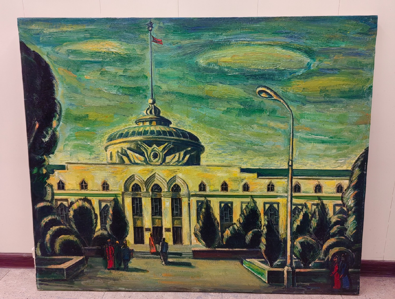 Зарипов Аннамухамед Зарипович. Пейзаж г. Ашхабада. Здание ЦК КП Туркменистана