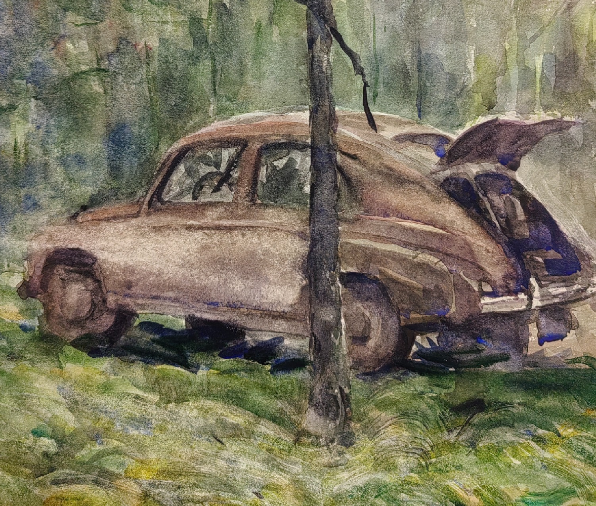 Лапин Василий Алексеевич. Автомобиль в лесу. 27