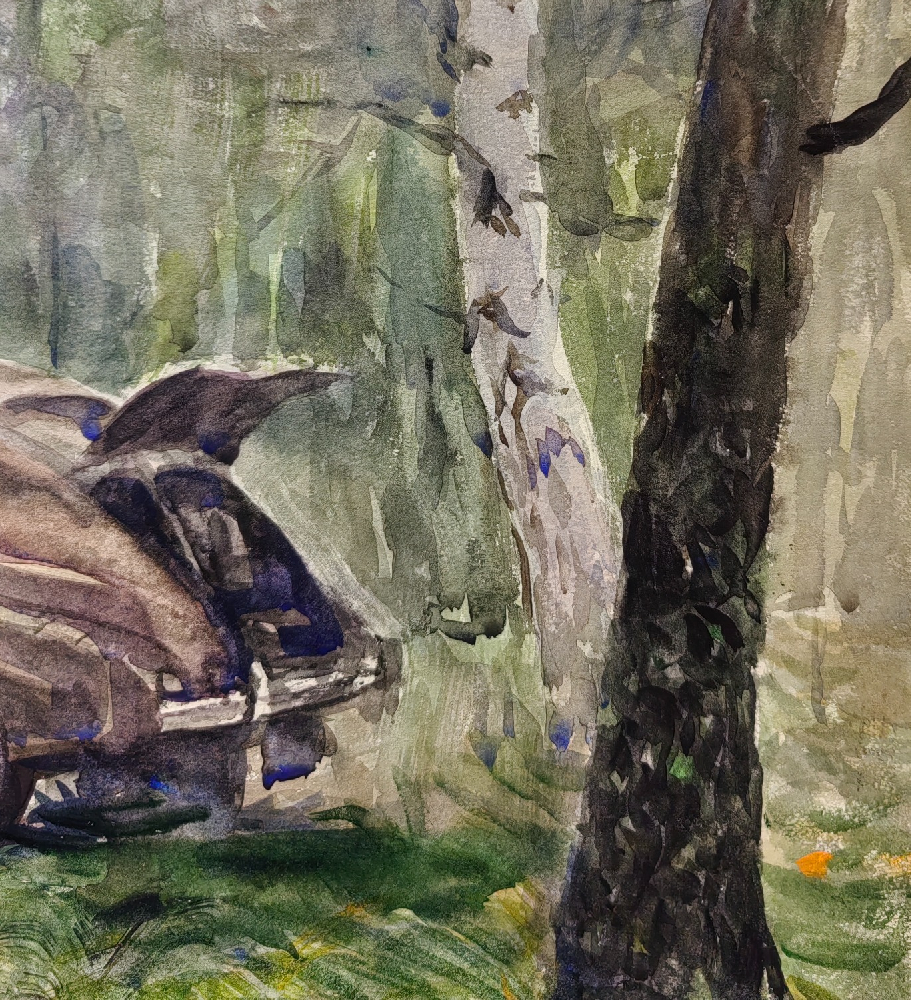 Лапин Василий Алексеевич. Автомобиль в лесу. 27