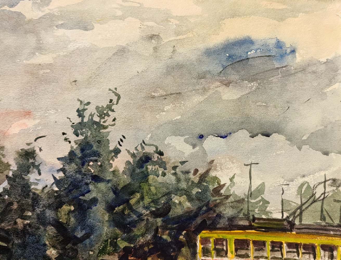 Лапин Василий Алексеевич. Городской пейзаж с трамваем. 122