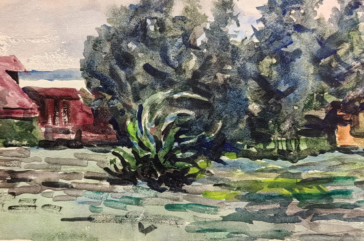 Лапин Василий Алексеевич. Городской пейзаж с трамваем. 122