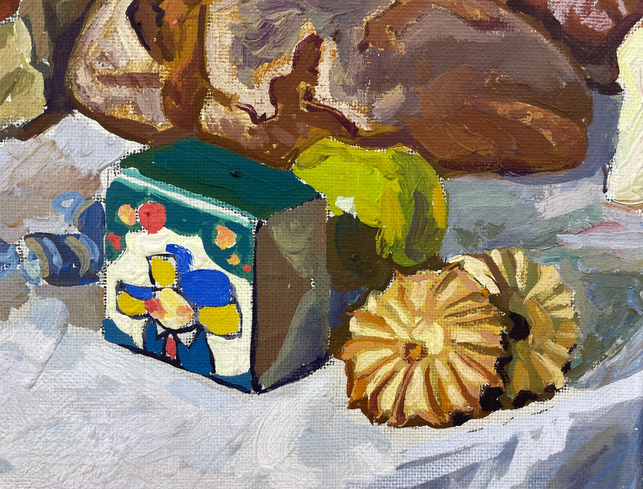 Кротов Николай Васильевич. Бабушкина сумка. (Натюрморт с бубликами и тульскими пряниками)