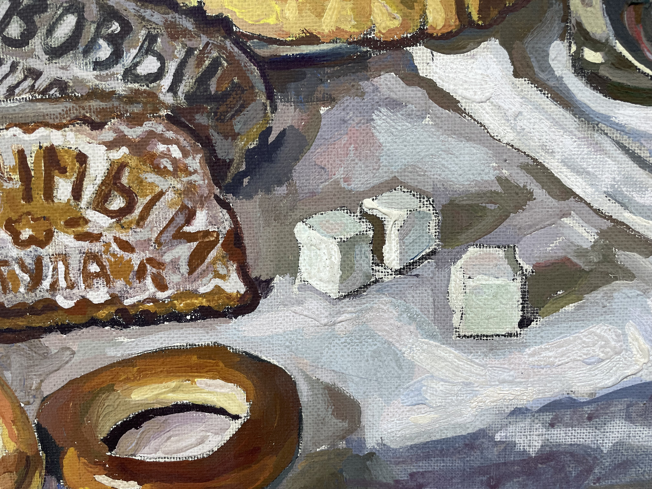 Кротов Николай Васильевич. Бабушкина сумка. (Натюрморт с бубликами и тульскими пряниками)