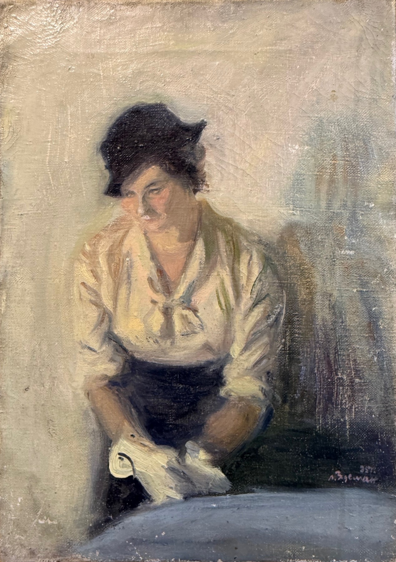 Зусман Леонид Павлович. Портрет дамы в белых перчатках