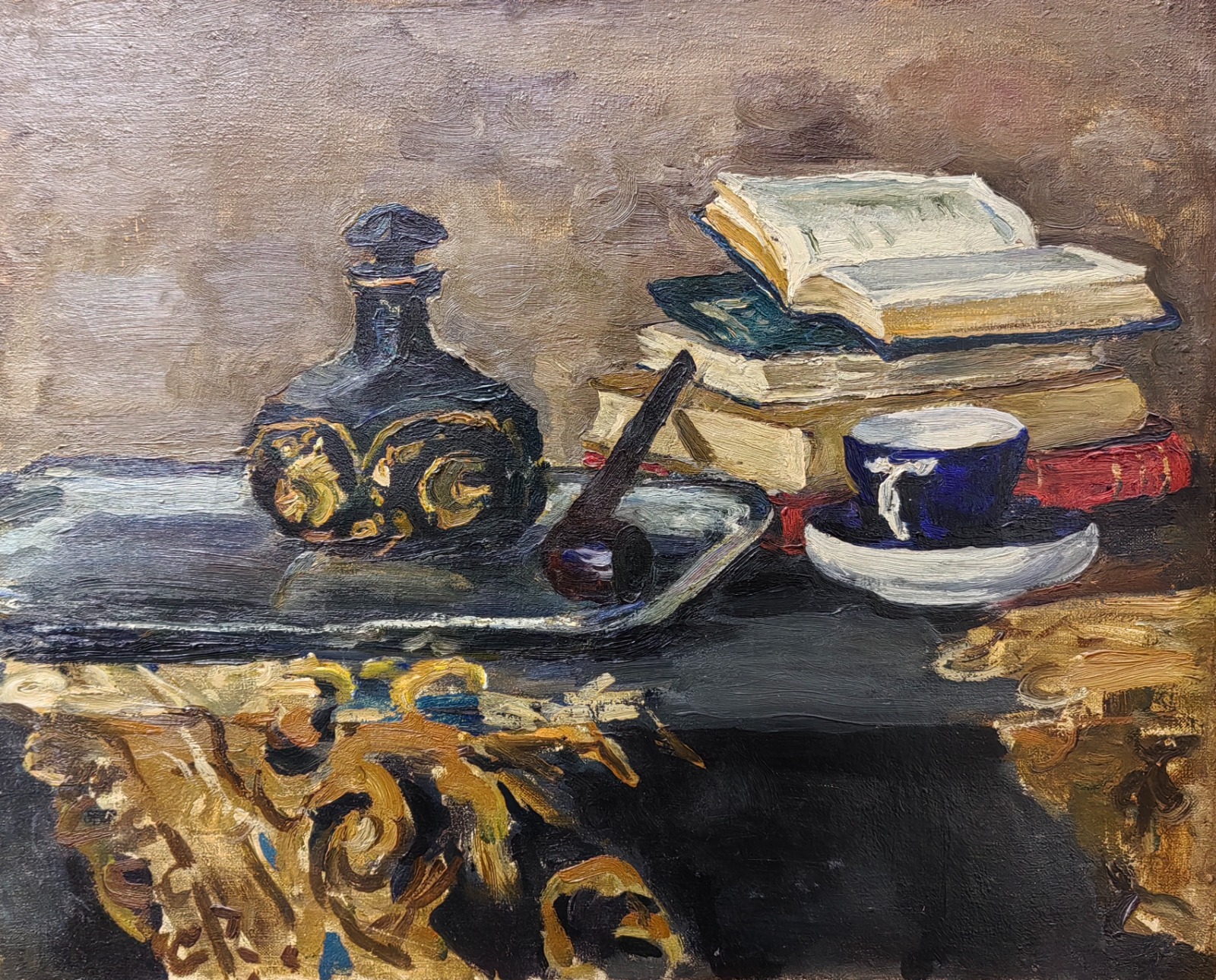 Кончаловский Михаил Петрович. Натюрморт с книгами и трубкой
