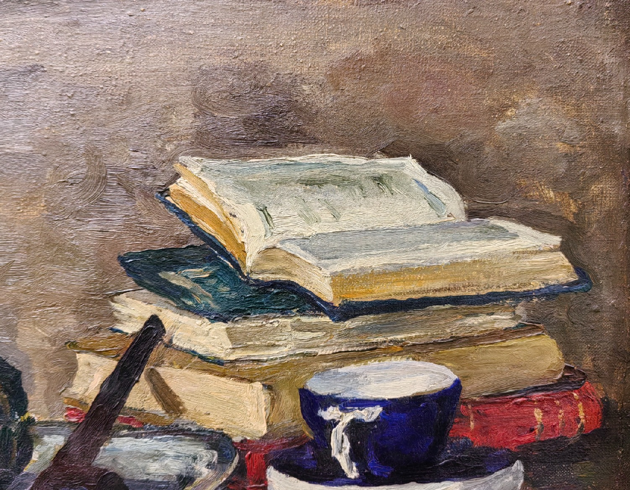 Кончаловский Михаил Петрович. Натюрморт с книгами и трубкой