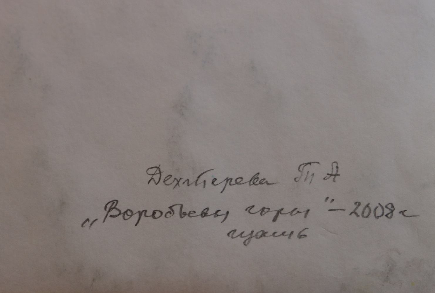 Дехтерёва Татьяна Александровна. Воробьёвы горы