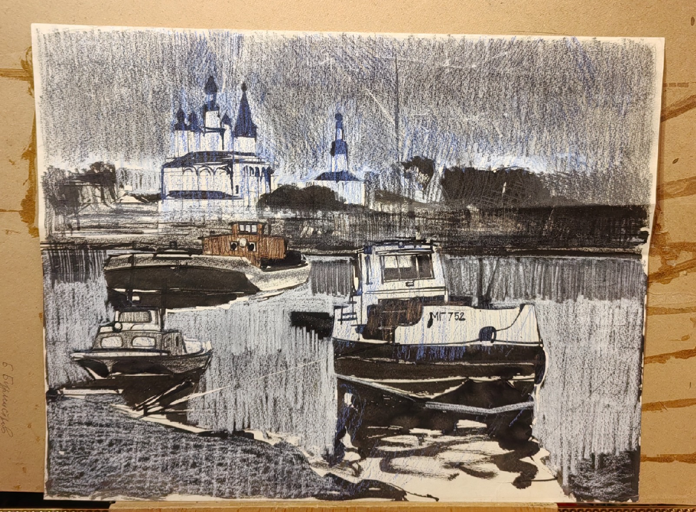 Бурмистров Борис Алексеевич. Катера возле храма