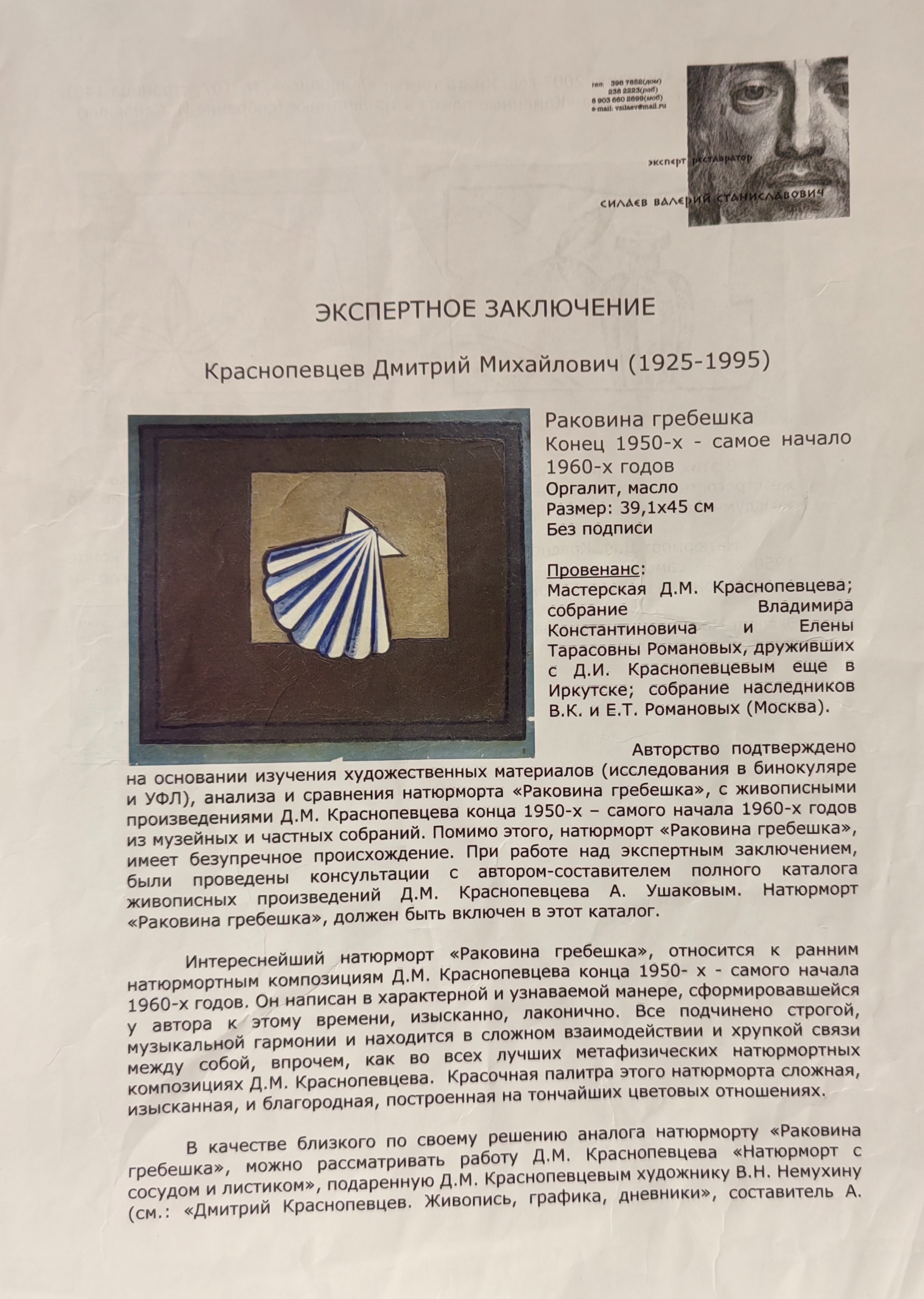 Эксперт. Краснопевцев Дмитрий Михайлович. Раковина гребешка